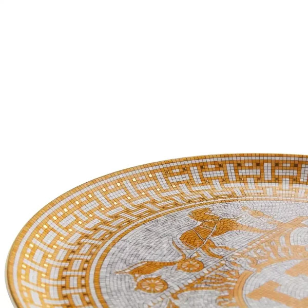hermès mosaique au 24 tart platter detail with gold geometric pattern detail