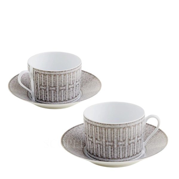 hermes mosaique platinum breakfast cups set