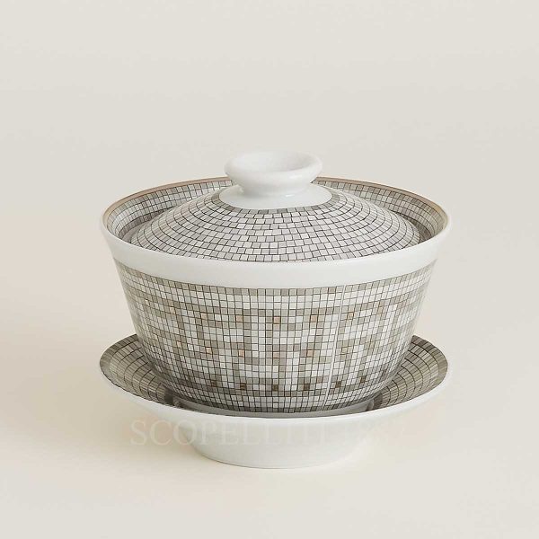 hermès mosaique au 24 platinum tea cup with lid