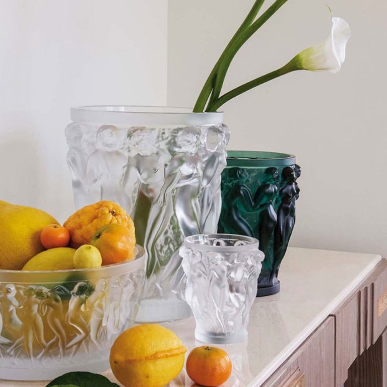 lalique bacchantes clear crystal vase