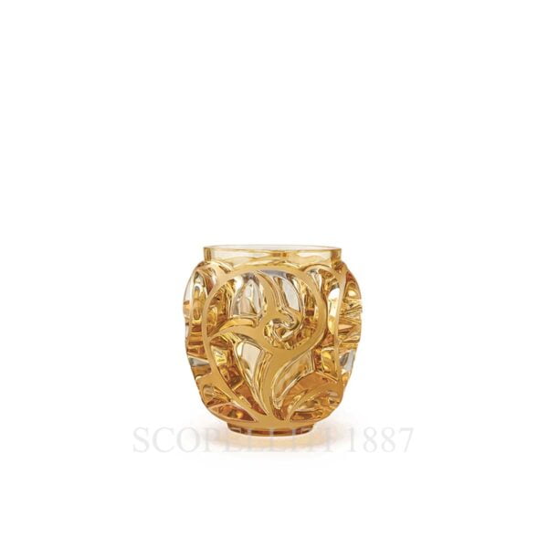 lalique tourbillons small vase golden crystal