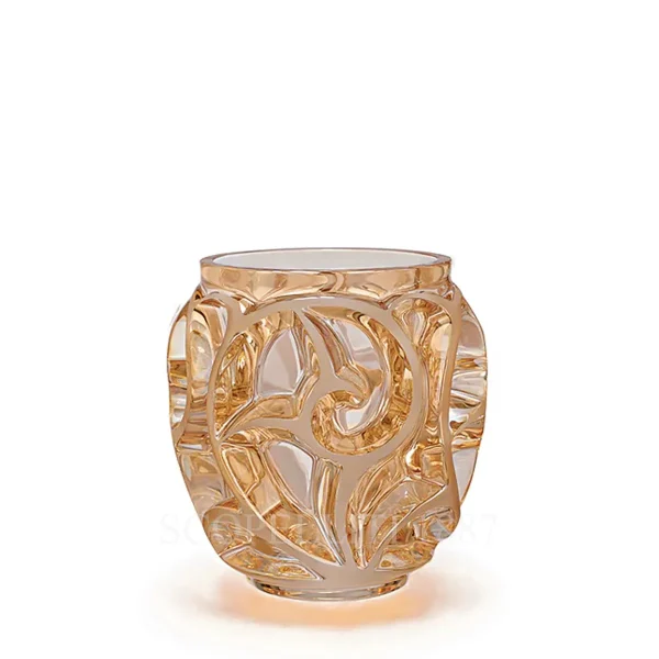 lalique tourbillons small vase gold luster