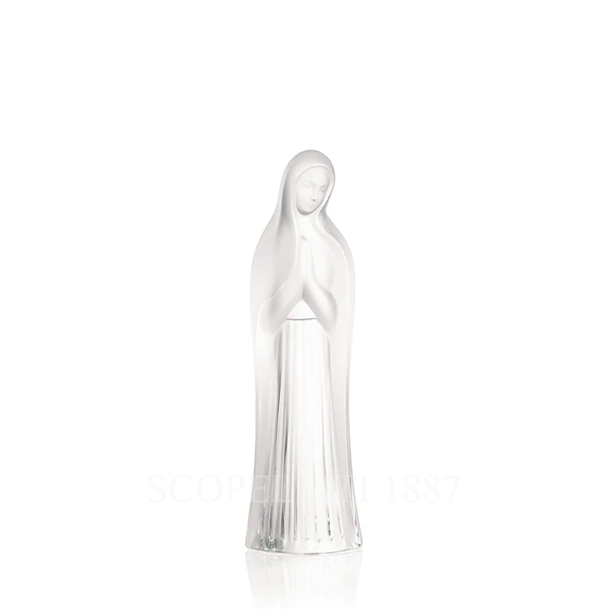 lalique virgin with hands together sculpture clear crystal