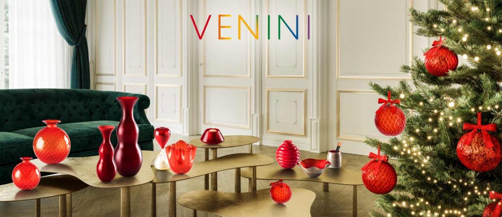 venini christmas red vases