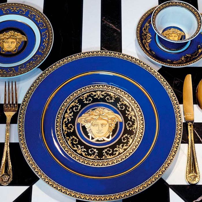 Rosenthal Versace Medusa Taça de porcelana azul 22 cm, design moderno
