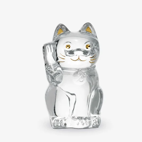 baccarat lucky cat maneki neko in clear crystal