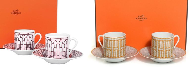 hermes coffee cup set of 2 gift box