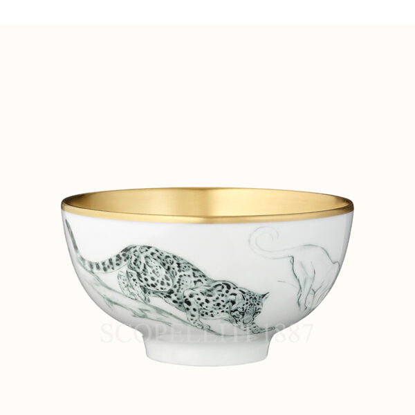 hermes gold medium bowl felines carnets d equateur or