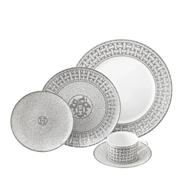 hermes mosaique au 24 platinum 5 piece place setting