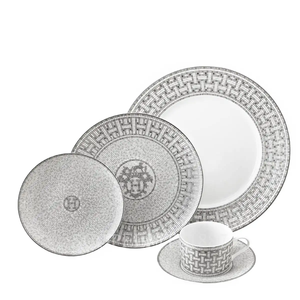 hermes mosaique au 24 platinum 5 piece place setting