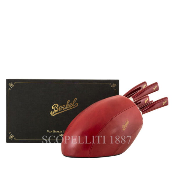 berkel gift block with 5 knives red leather