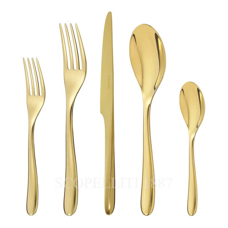christofle 5 piece flatware set l'ame gold