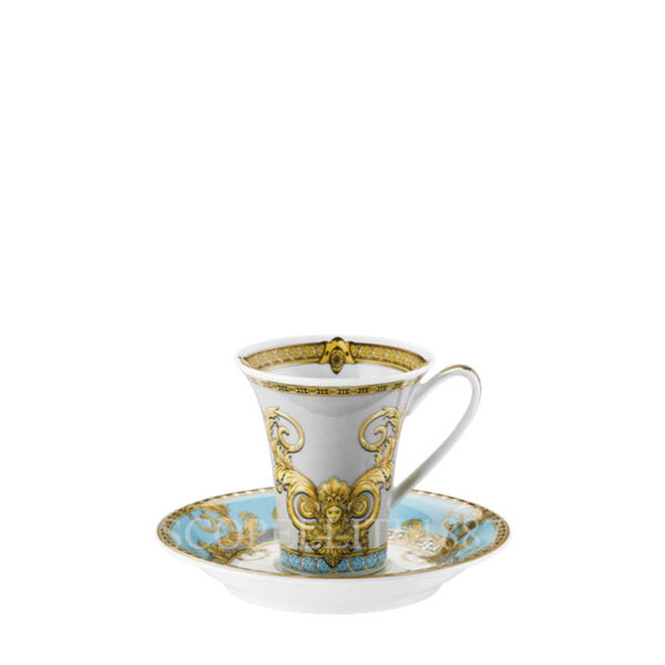 versace cup and saucer 2 tall prestige gala bleu