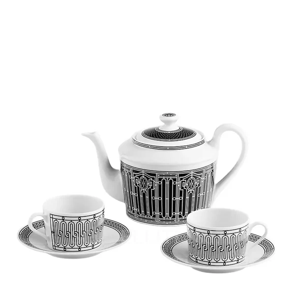 hermes h deco tea set with teapot and 2 cups