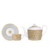 Hermès Mosaique au 24 or gift set teapot and 2 cups