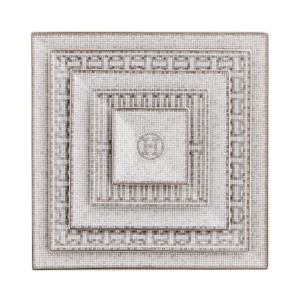 hermès mosaique au 24 platinum set of 5 square plates