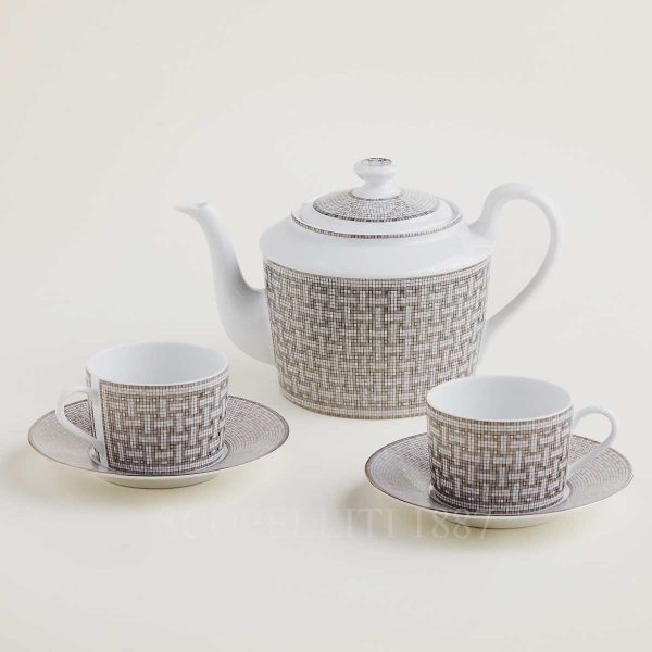 hermès tea set mosaique au 24 platinum