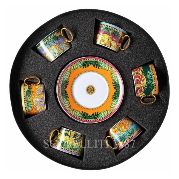 versace jungle animalier gift set of 6 tea cups and saucers