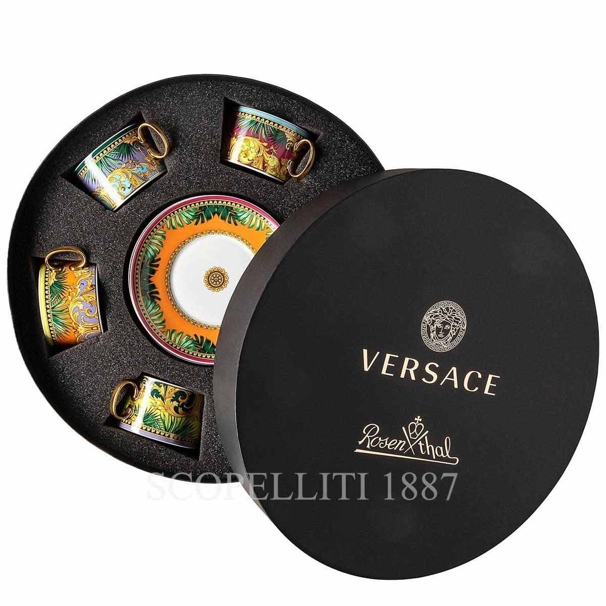 versace jungle animalier gift set of 6 tea cups and saucers