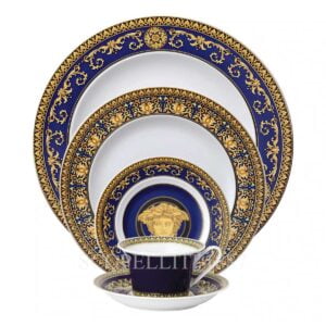 versace medusa blue 5 piece place setting