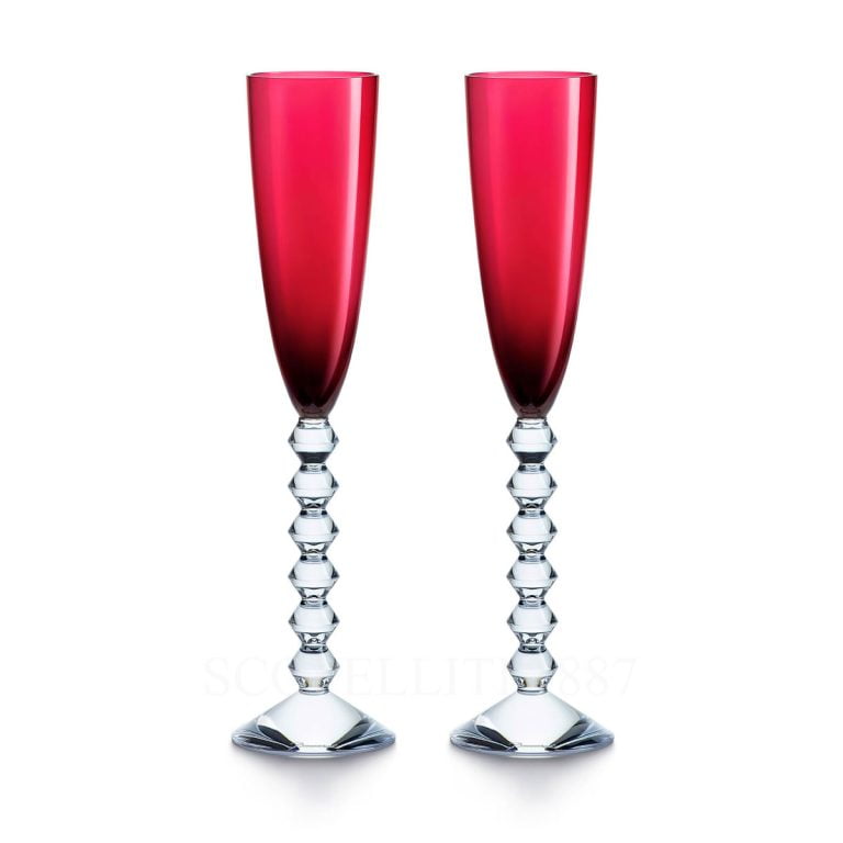 baccarat gift set of two flutes vega red