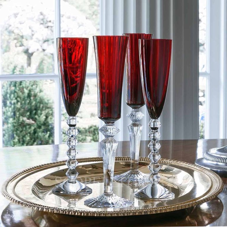 baccarat gift set of two flutes vega red