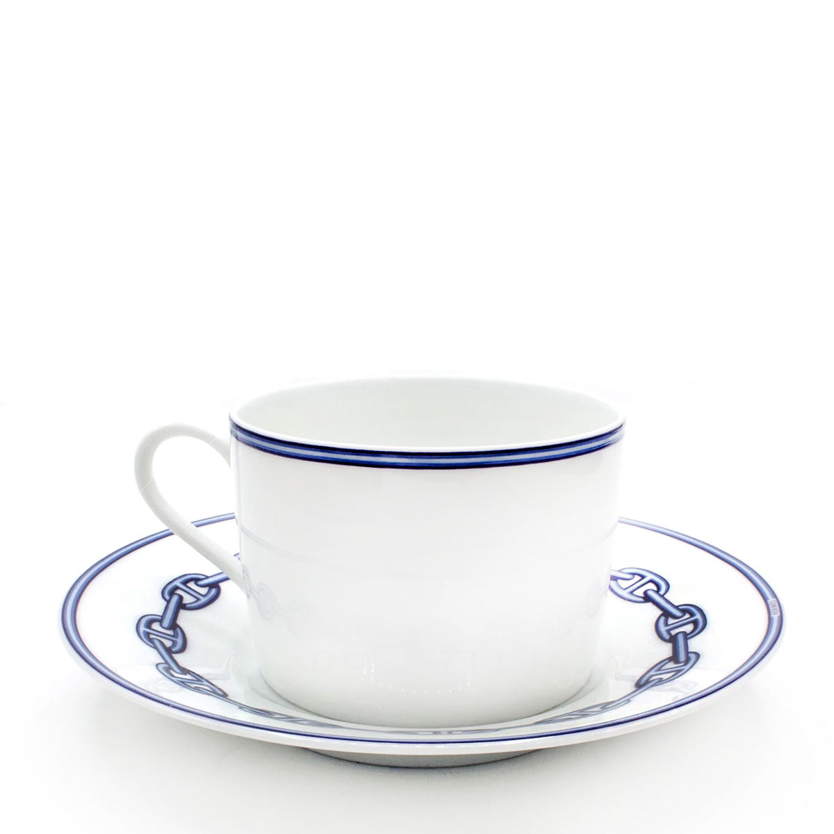 Hermes 2 Tea Cup and Saucer Chaine d'ancre bleu Gift Set