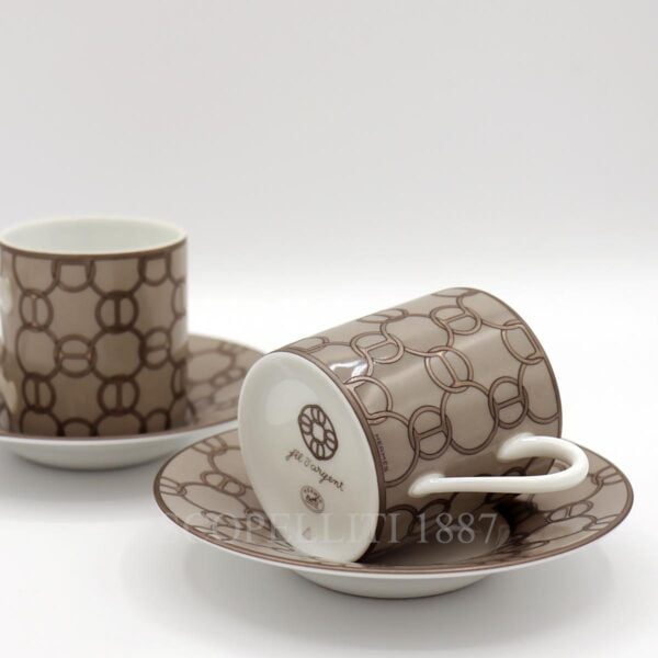 hermes fil d'argent coffee cup and saucer