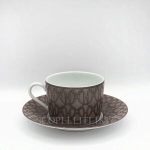 hermes fil d'argent gris tea cup and saucer