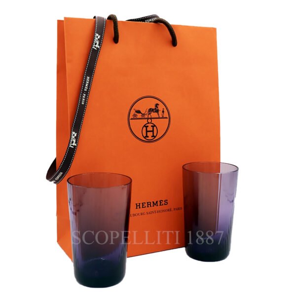 hermes quadrige set of 2 crystal amethyst highball