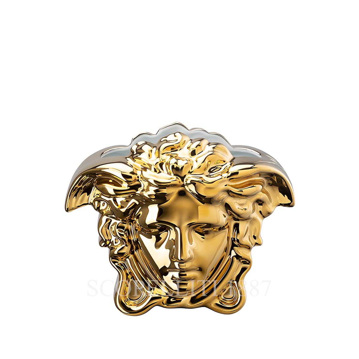 Gianni Versace Vintage Gold Plated Crystal Transparent Medusa