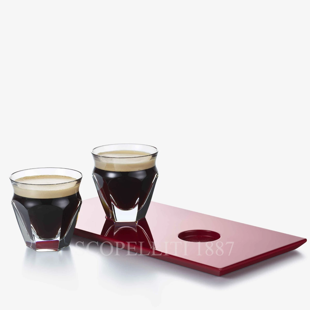 baccarat harcourt coffee set with red tray