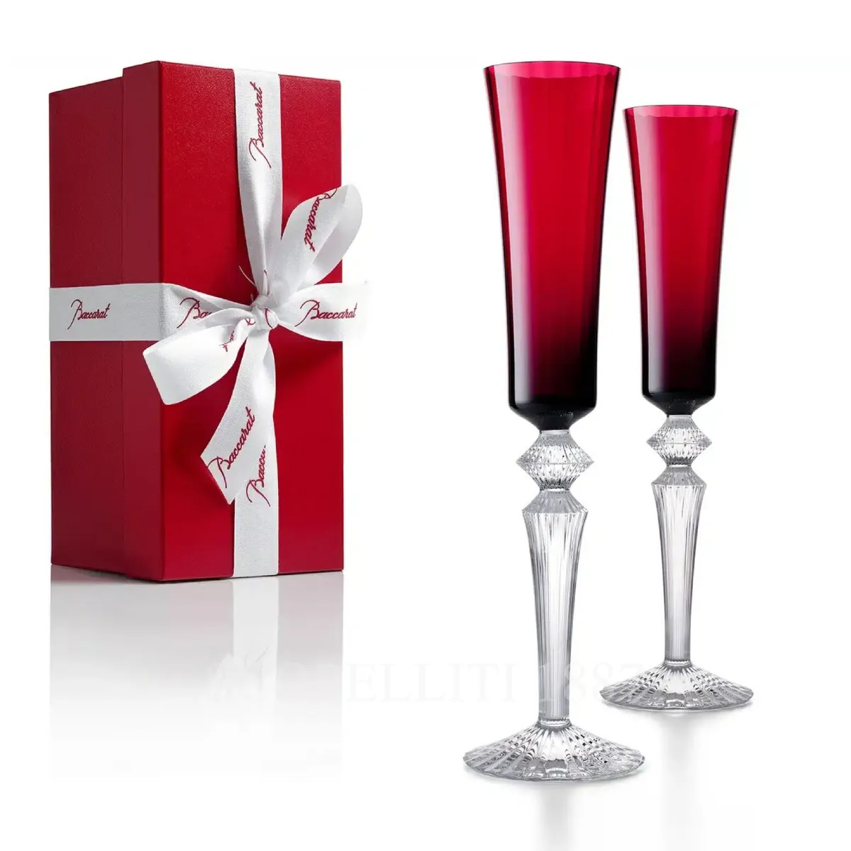 baccarat gift set 2 flutes mille nuits flutissimo red