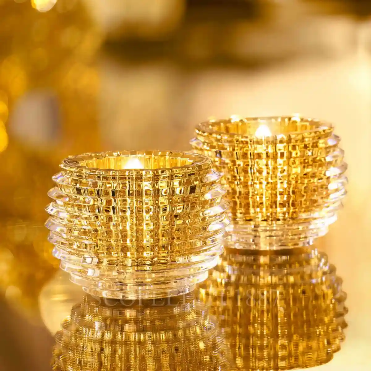 baccarat eye votive set gold crystal