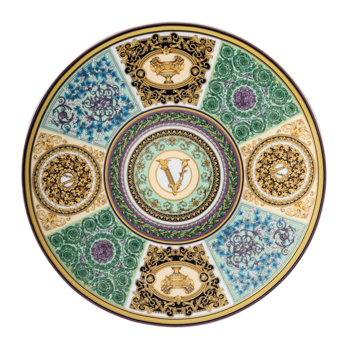 Rosenthal Versace Medusa Azul placa de placeholder de porcelana moderna