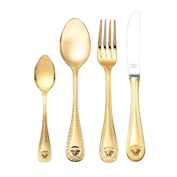 versace medusa cutlery gold plated 4 piece place setting