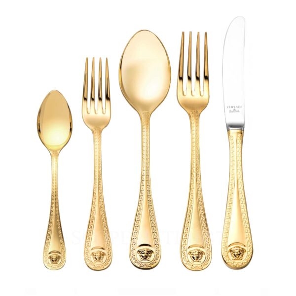 versace medusa cutlery gold plated 5 piece place setting