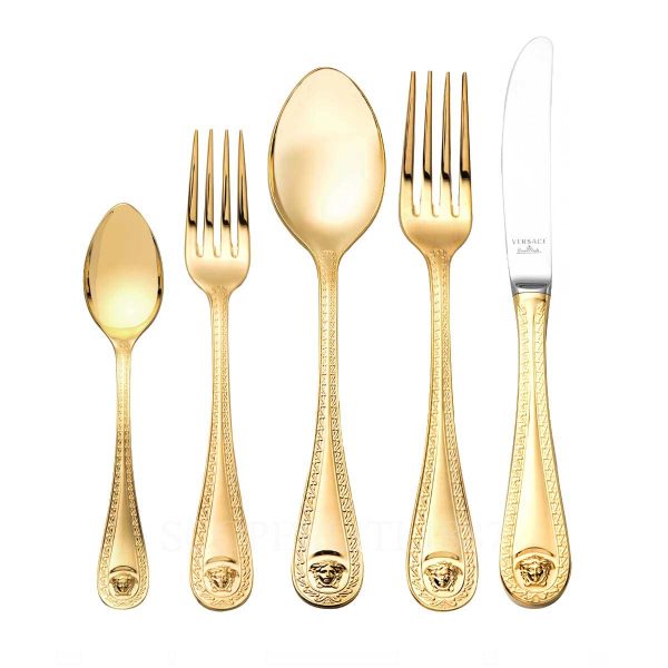 versace 5 piece place setting medusa cutlery gold plated