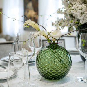 venini vase murano glass monofiore balloton green