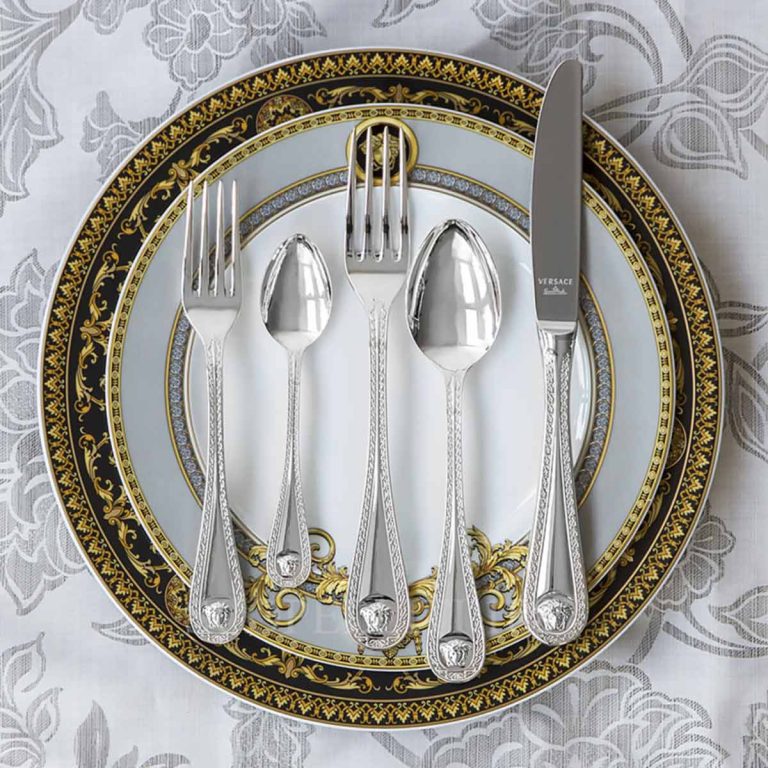 versace medusa cutlery silver plated set