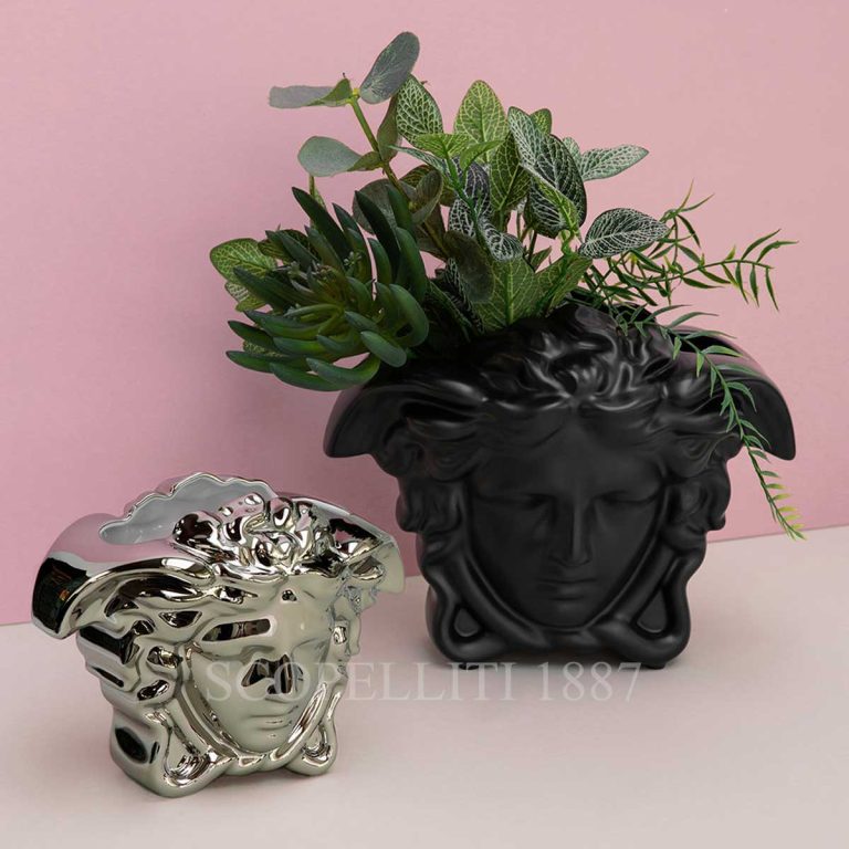 versace medusa vase black and silver