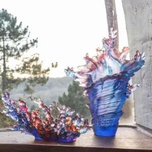 daum blue vase large