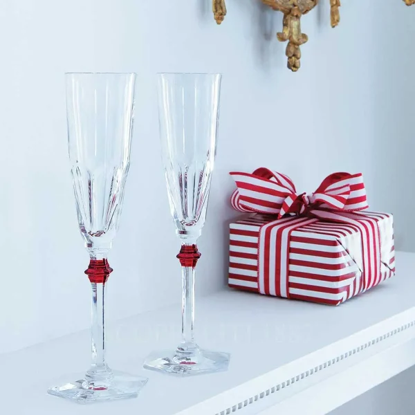 baccarat harcourt eve champagne flute with red knob