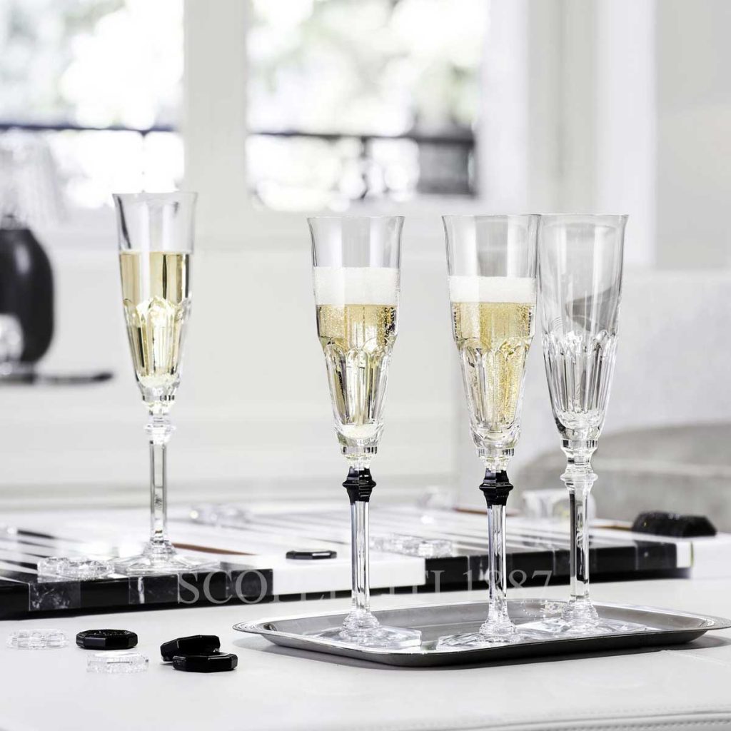 baccarat harcourt eve set 2 flutes clear and black