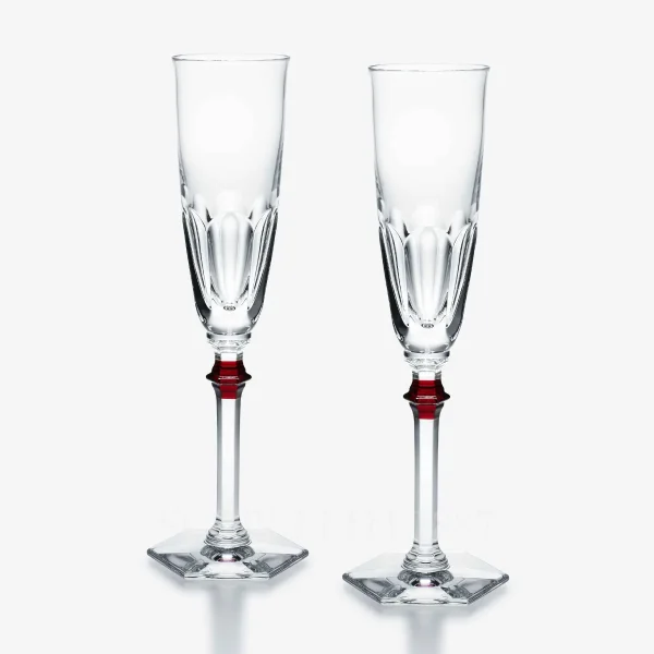 baccarat harcourt eve champagne flute with red knob