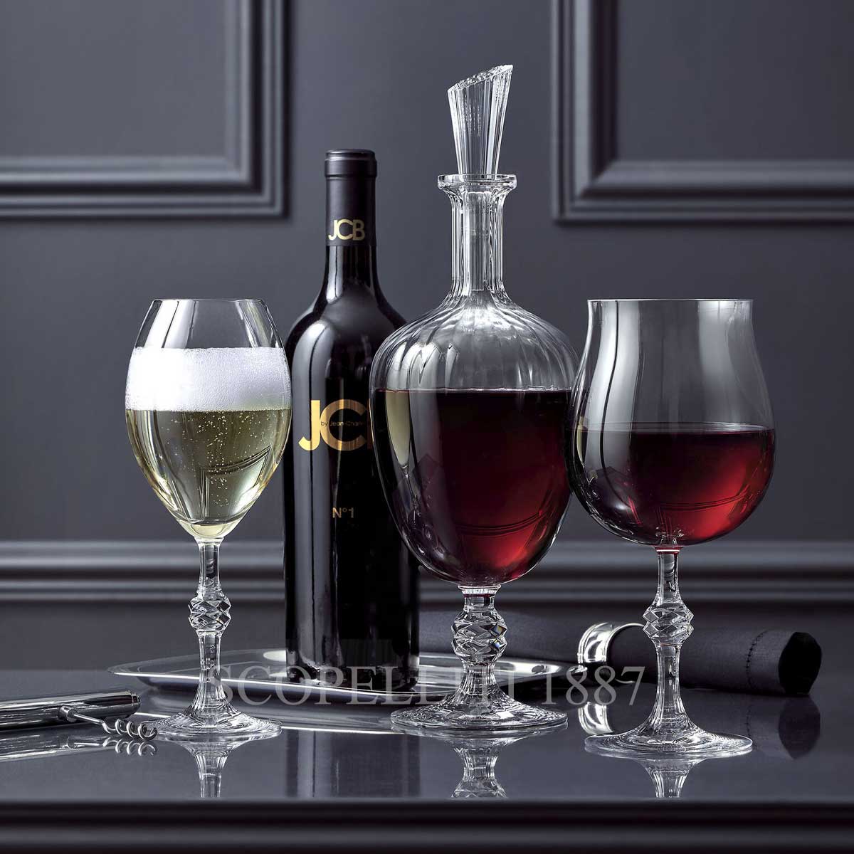 Crystal Wine Glasses Set of 6 - Long Stem Hexagon Shaped Wine