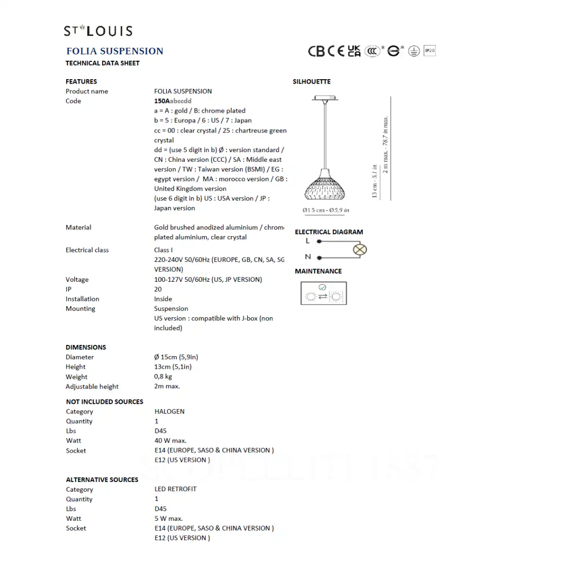Saint Louis Folia Crystal Pendant One Light - Image 2