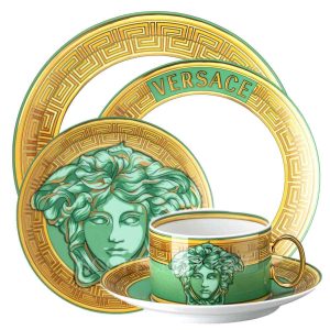 versace medusa amplified dinner set green coin