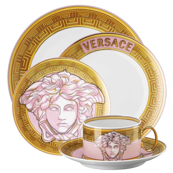 versace medusa amplified dinner set pink coin