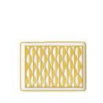 soleil d’hermès limoges porcelain sushi plate with bold yellow graphic pattern